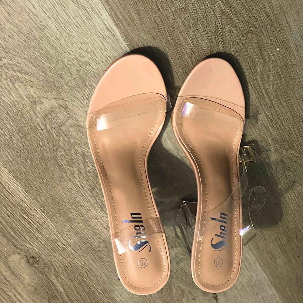 Clear Chunky Heeled Ankle Strap Sandals